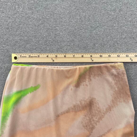 AFRM Skirt Size XS Lime Green Ombre Mesh Midi Pull On Stretchy Psychedelic Retro - Picture 4 of 14